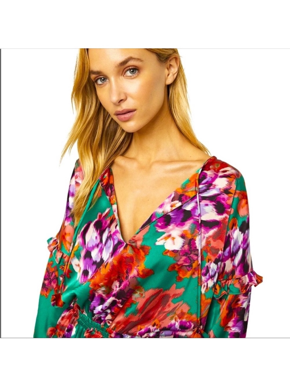 Misa Amalya floral ruffle mini dress tiered ruffle hem smocked waist LIKE NEW XS - Picture 3 of 12